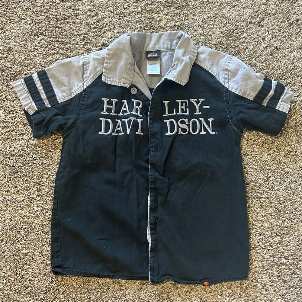Harley-Davidson Kids Black and Gray Button Down Shirt